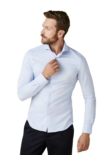 Profuomo Overhemd Profuomo lichtblauw knitted