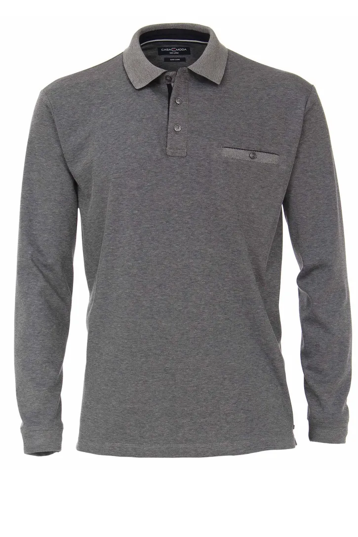 Polo lange mouw Casa Moda grijs