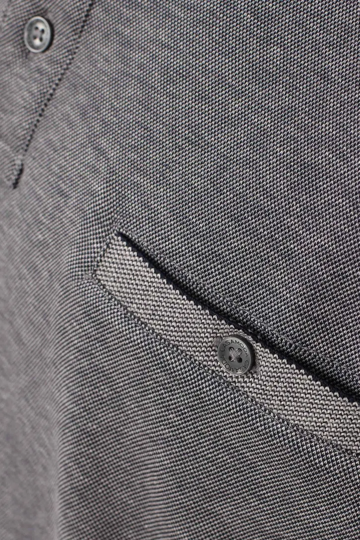 Polo lange mouw Casa Moda grijs