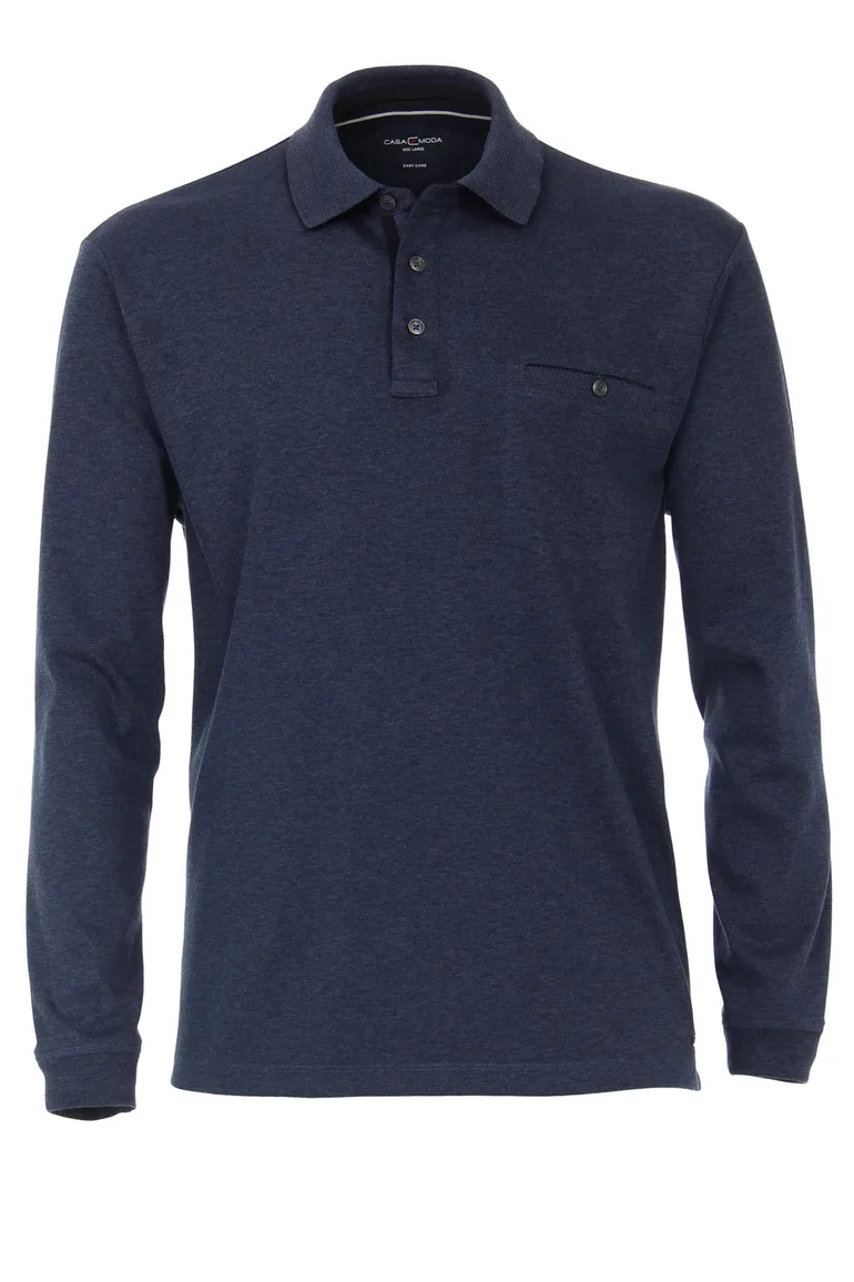 Casa Moda polo blauw 3 knoops borstzak