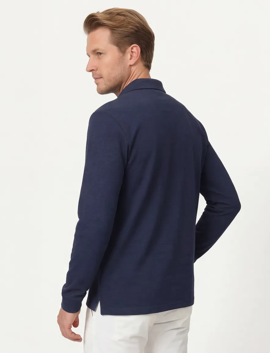 Casa Moda polo blauw 3 knoops borstzak