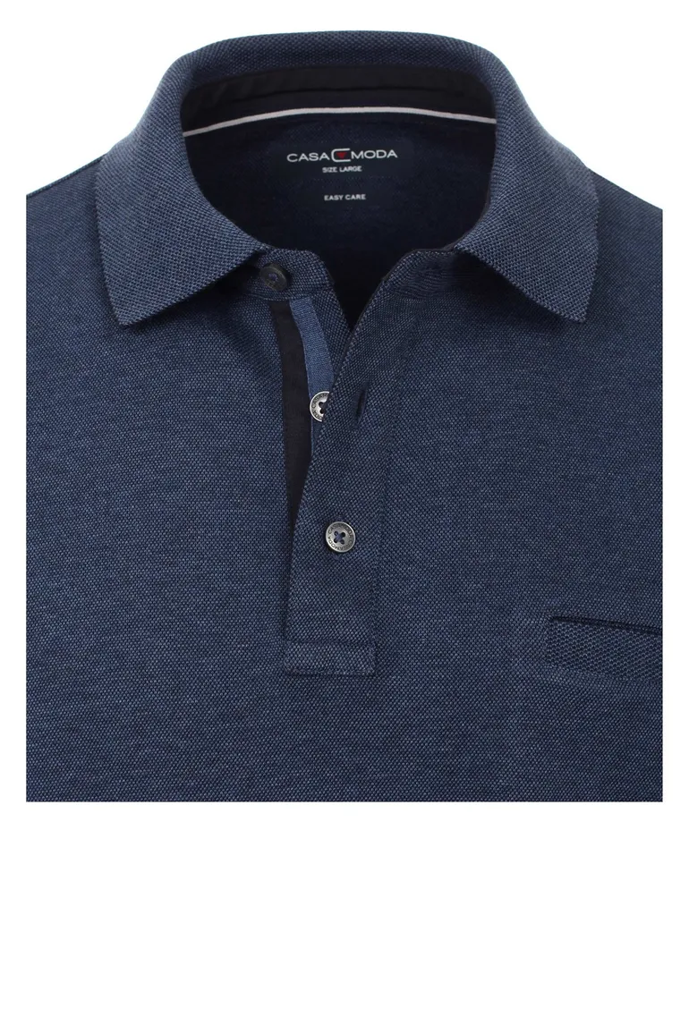 Casa Moda polo blauw 3 knoops borstzak