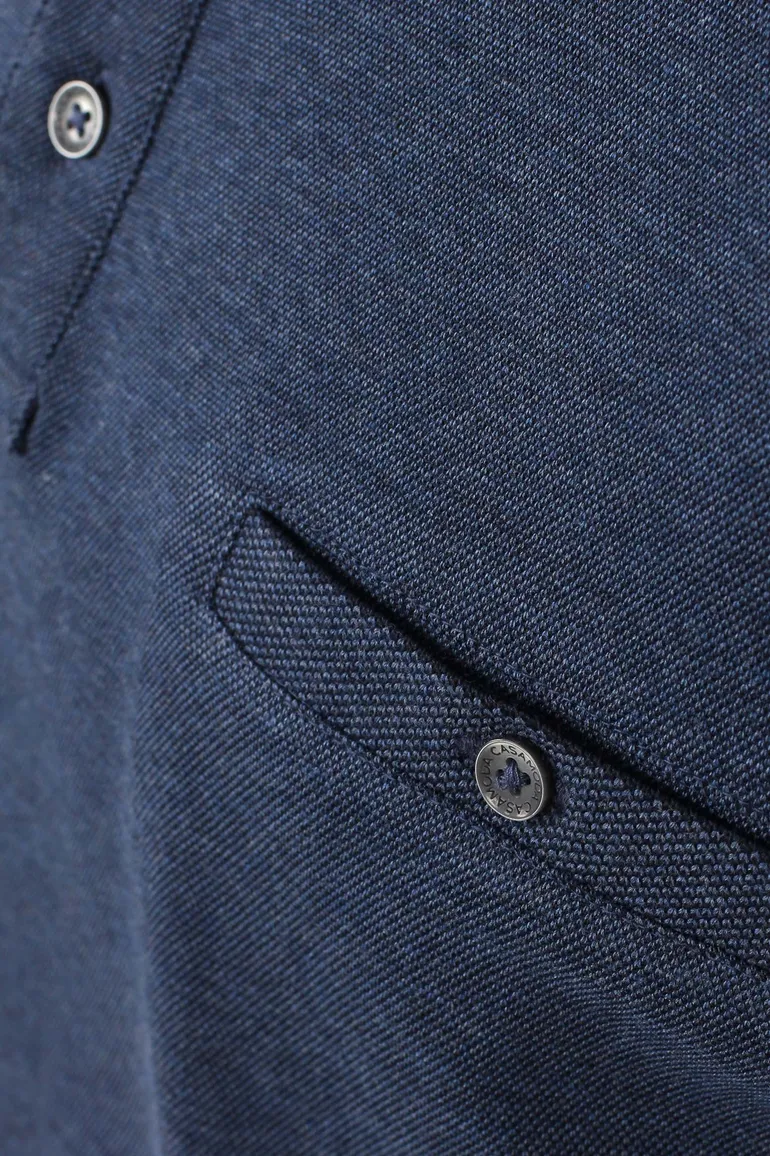 Casa Moda polo blauw 3 knoops borstzak