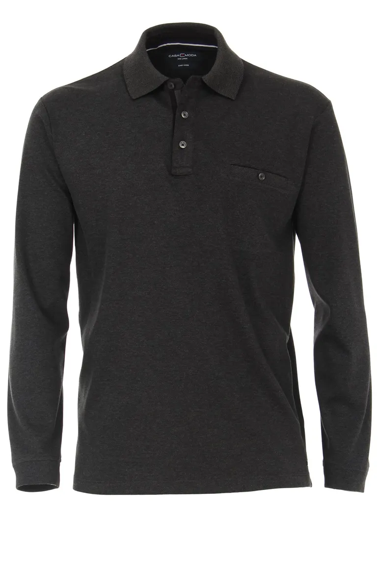 Casa Moda polo grijs met borstzak