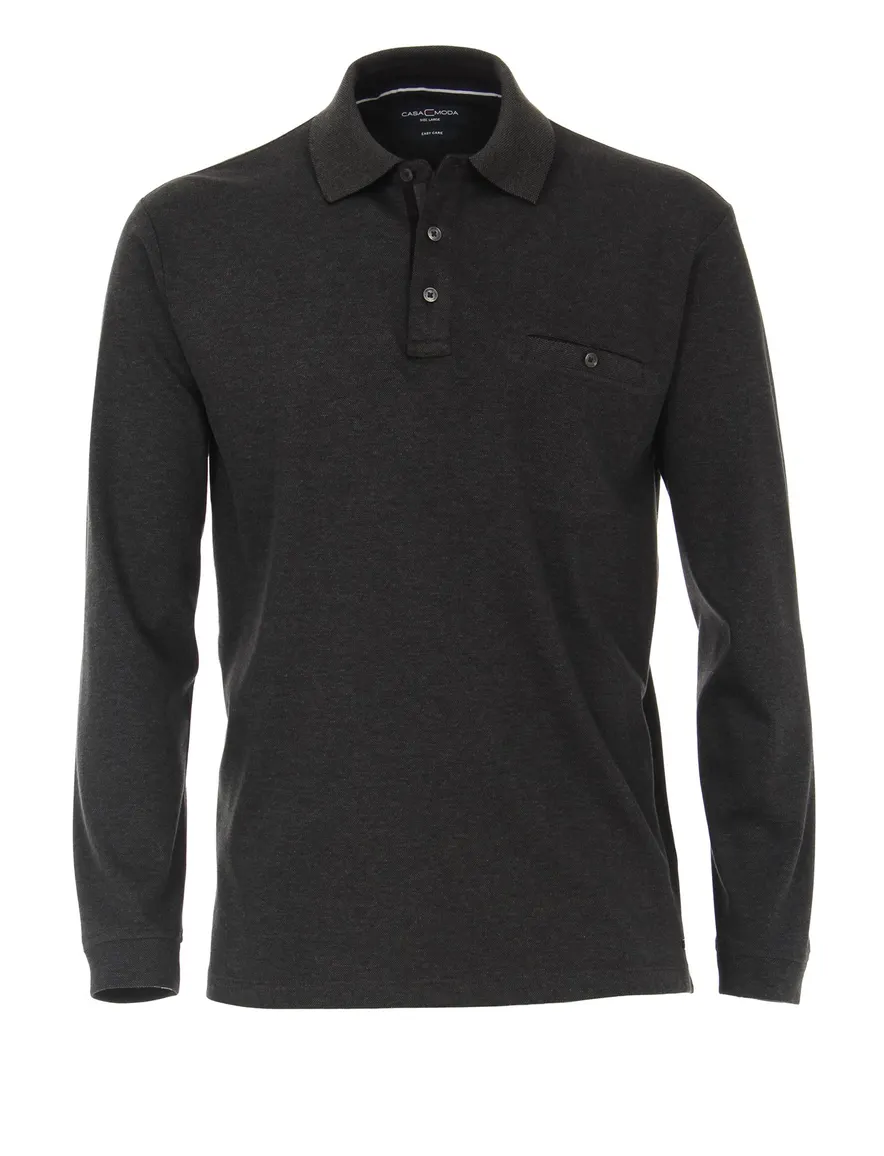 Casa Moda polo grijs met borstzak