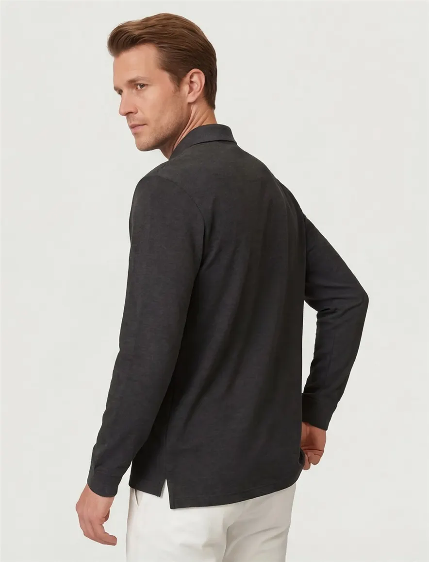 Casa Moda polo grijs met borstzak