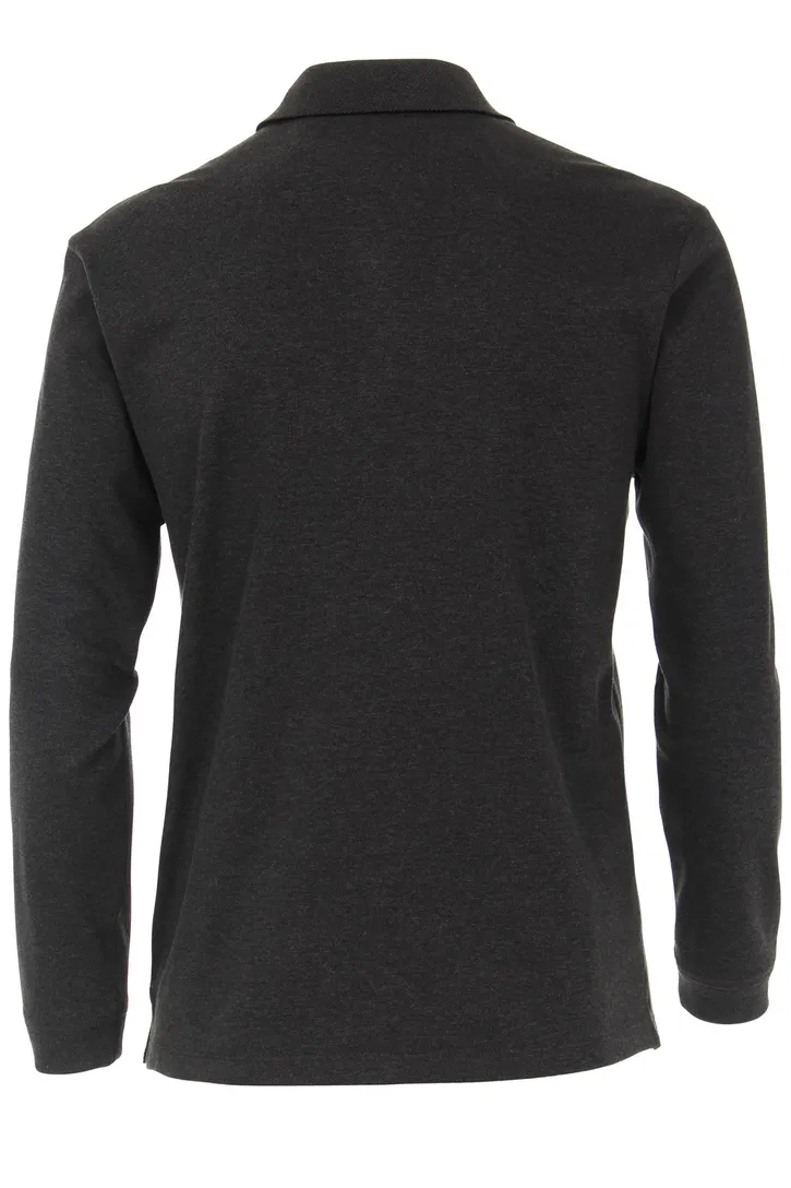 Polo lange mouw Casa Moda grijs 3 knoops