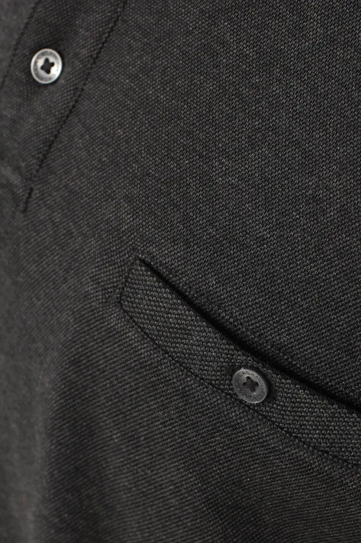 Polo lange mouw Casa Moda grijs 3 knoops