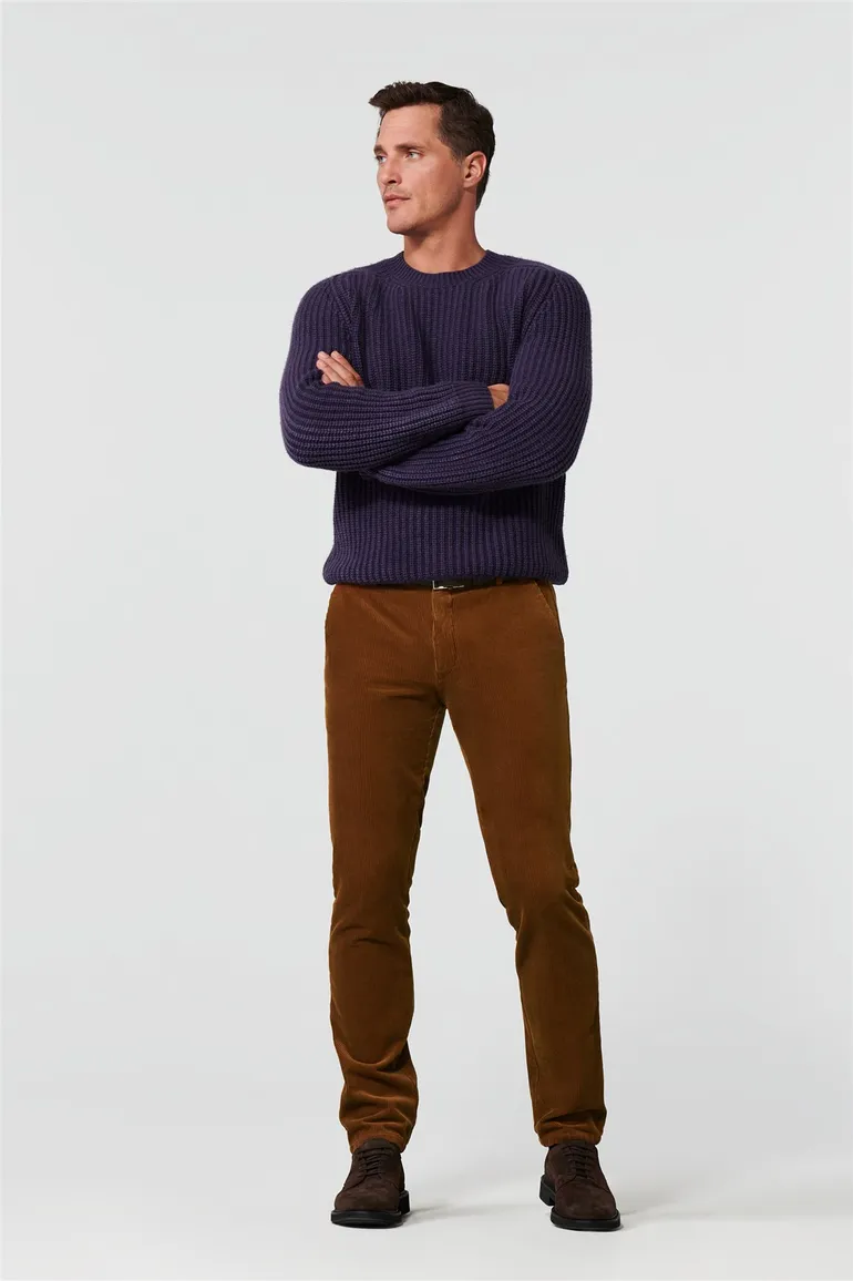 Pantalon Meyer bruin Bonn ribstof