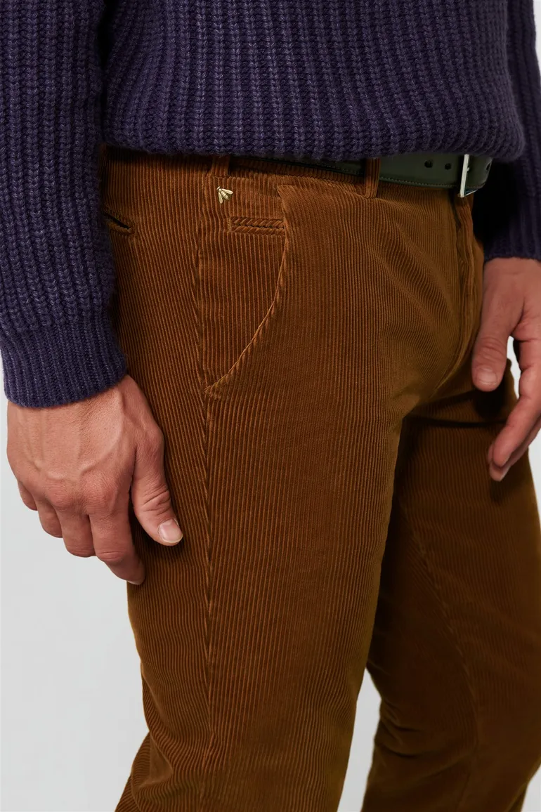 Pantalon Meyer bruin Bonn ribstof
