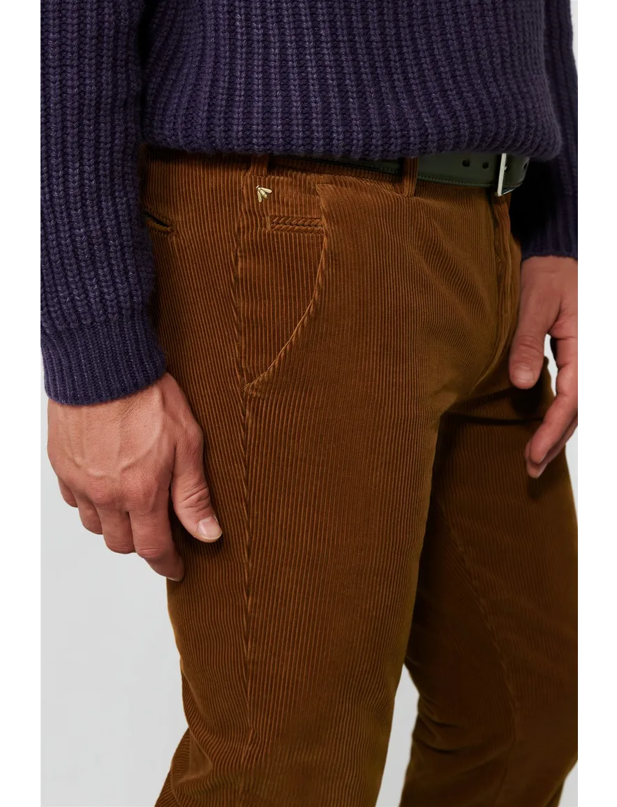 Pantalon Meyer bruin Bonn ribstof