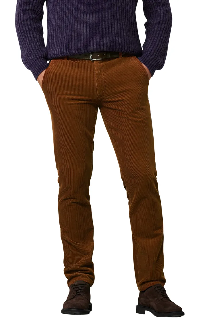 Pantalon Meyer bruin Bonn ribstof