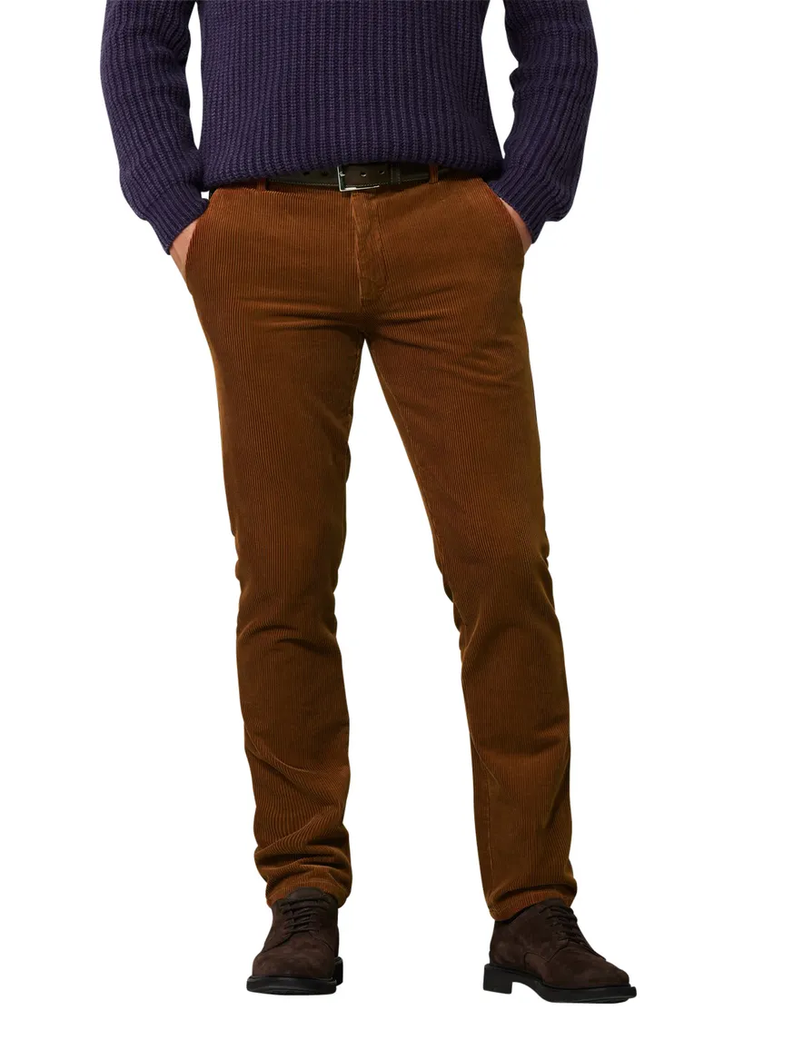 Pantalon Meyer bruin Bonn ribstof
