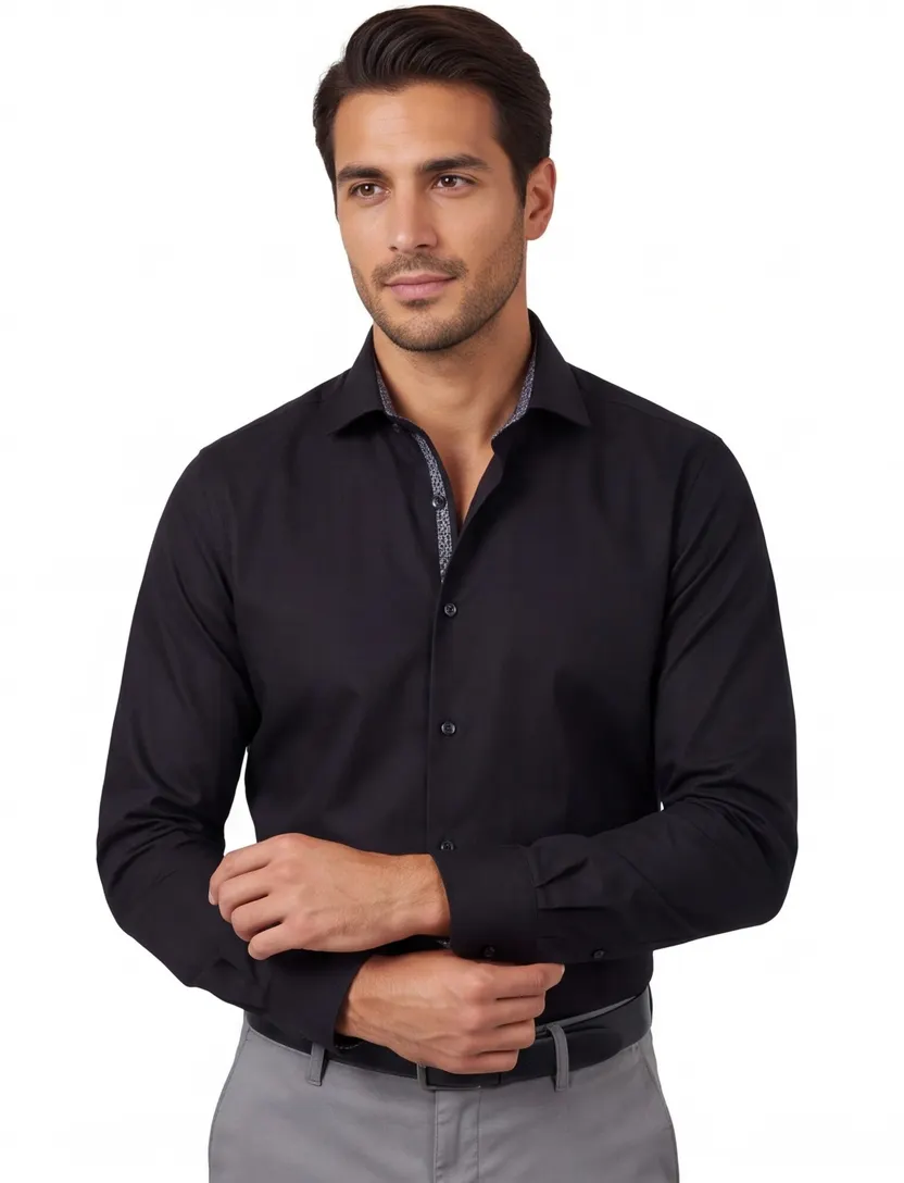 Olymp No. 6 mouwlengte 7 shirt zwart