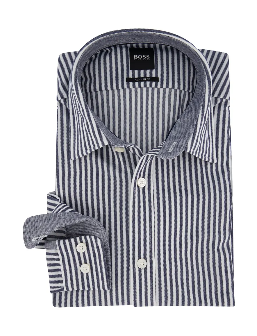 Hugo Boss overhemd Regular Fit navy strepen