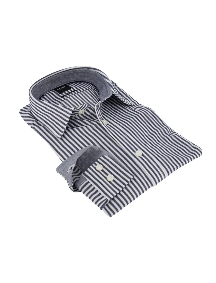 Hugo Boss overhemd Regular Fit navy strepen