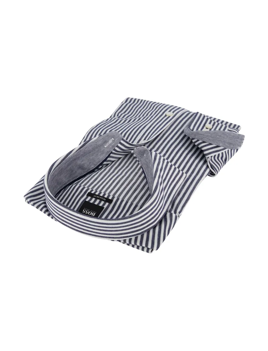 Hugo Boss overhemd Regular Fit navy strepen