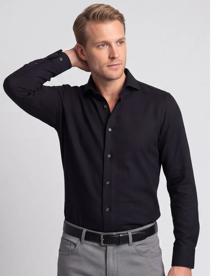Overhemd John Miller Tailored Fit zwart