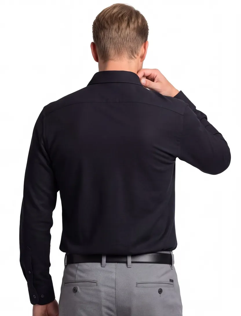 Overhemd John Miller Tailored Fit zwart