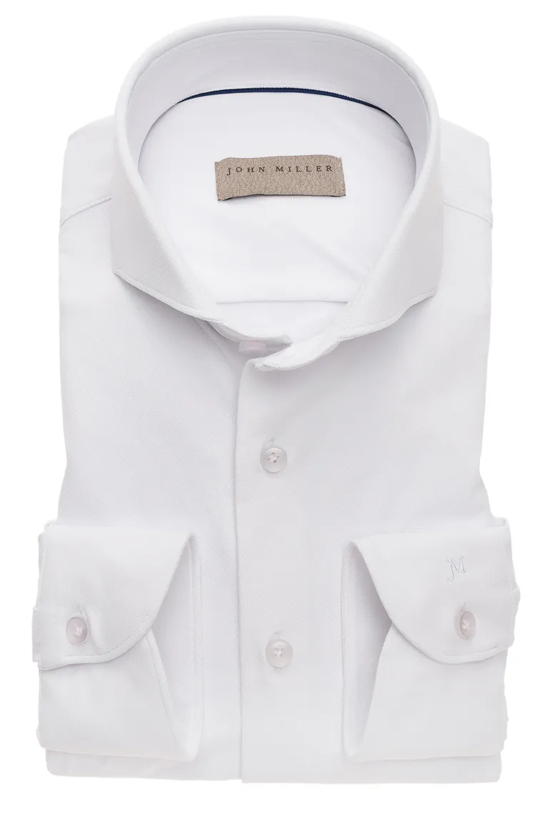 Overhemd John Miller Tailored Fit wit met cutaway boord
