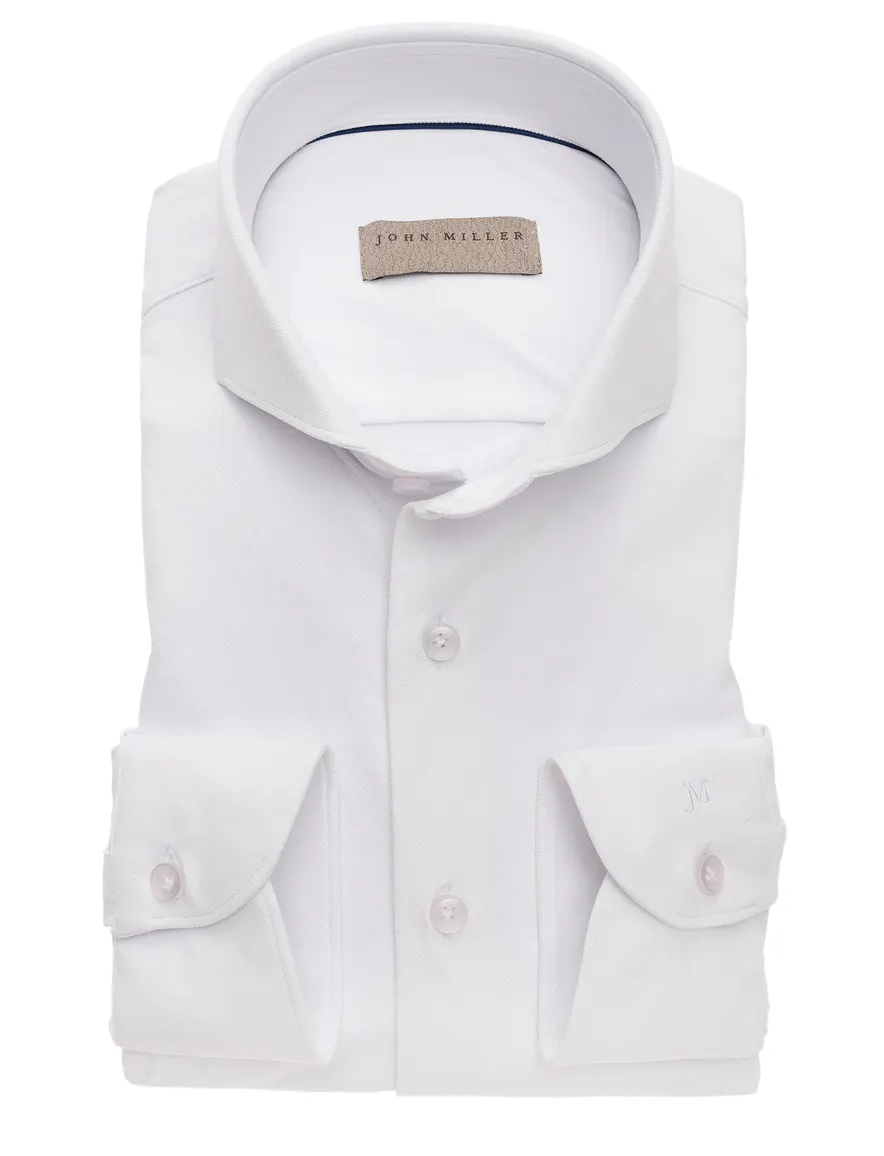 Overhemd John Miller Tailored Fit wit met cutaway boord