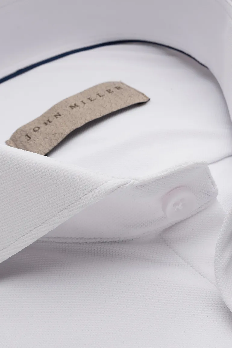 Overhemd John Miller Tailored Fit wit met cutaway boord