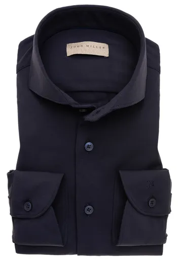 John Miller John Miller overhemd Tailored Fit donkerblauw cutaway boord