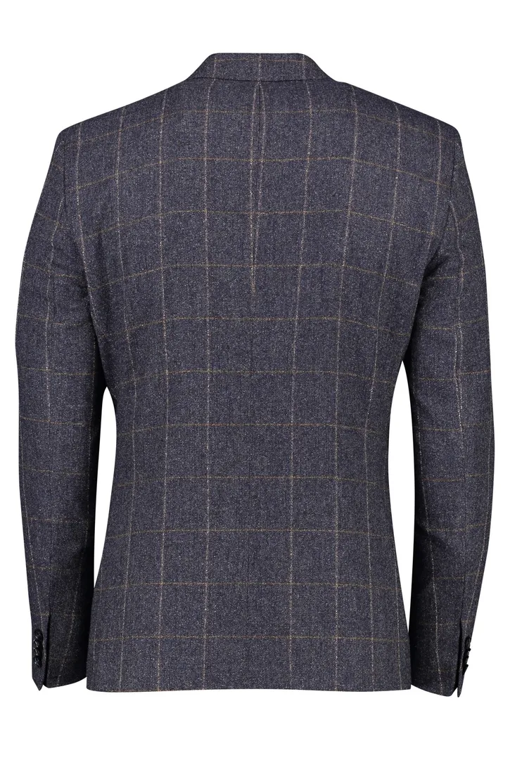 Digel colbert wol slim fit donkerblauw geruit