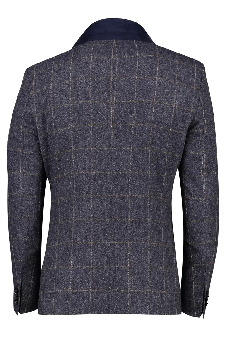Digel colbert wol slim fit donkerblauw geruit