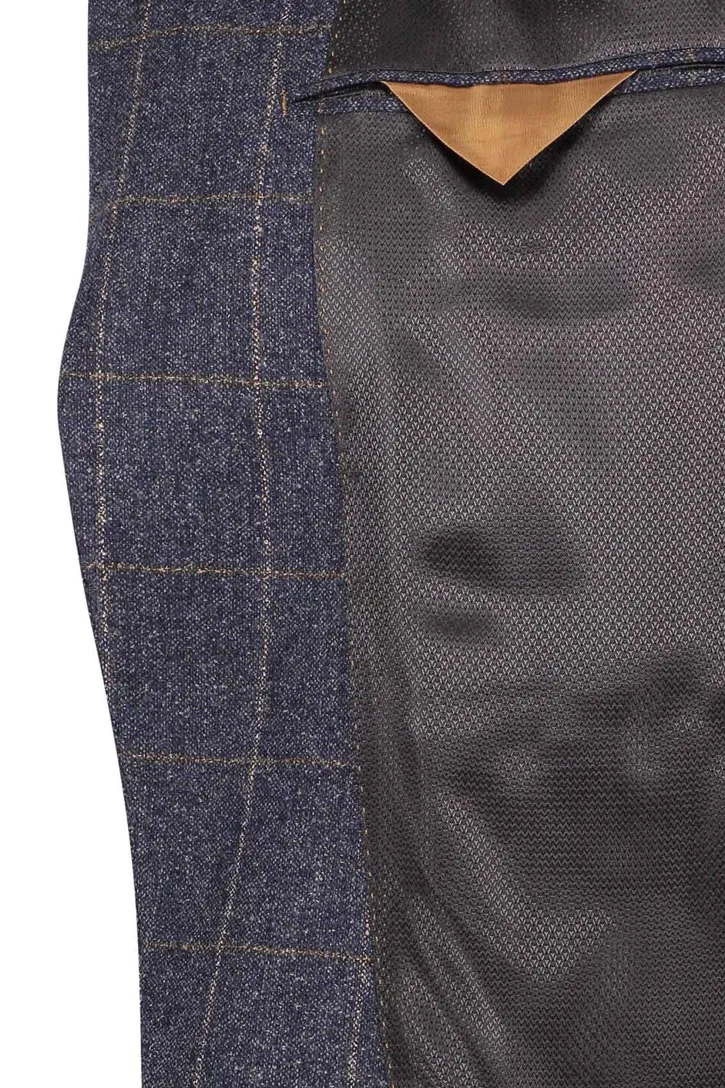 Digel colbert wol slim fit donkerblauw geruit