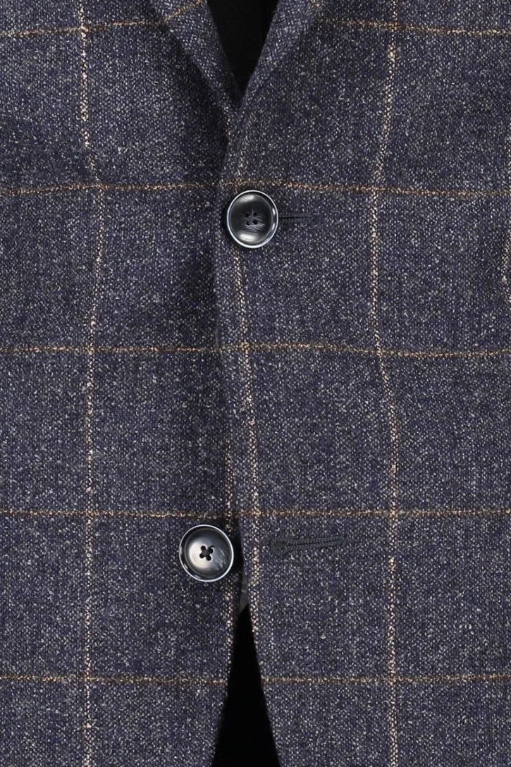Digel colbert wol slim fit donkerblauw geruit