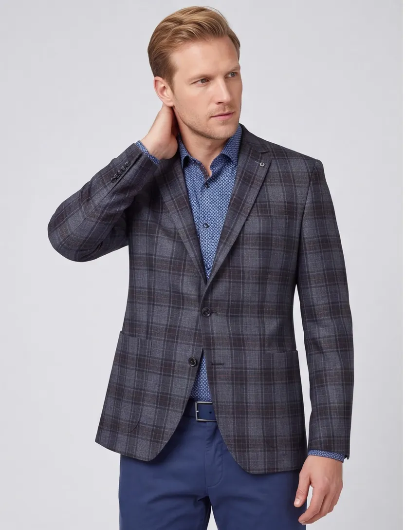 Digel colbert model Edison blauw geruit