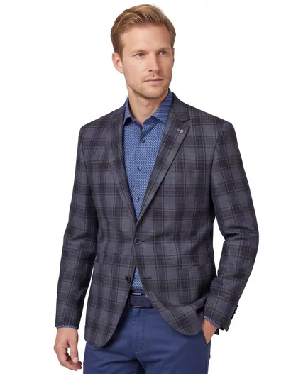 Digel Digel colbert model Edison blauw geruit