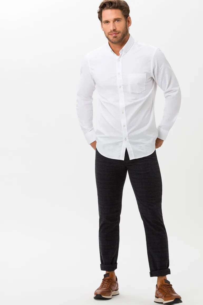 Brax 5-pocket Cadiz donkerblauw geruit