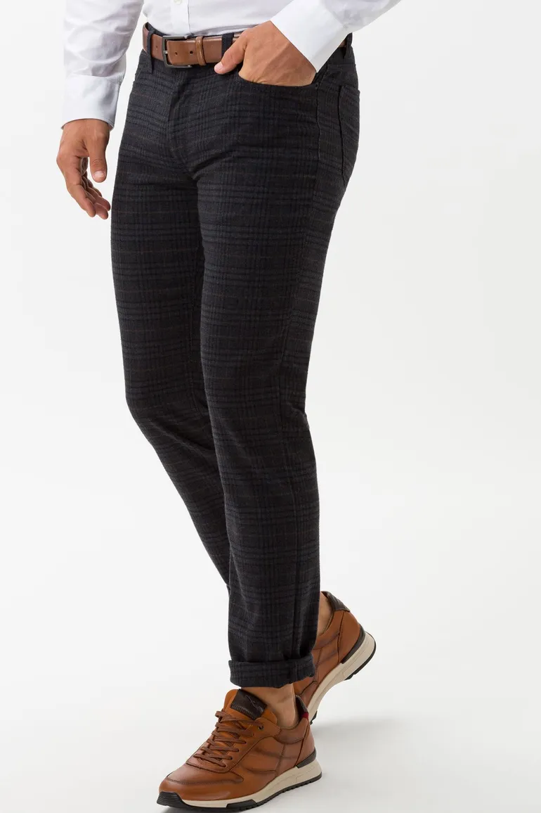 Brax 5-pocket Cadiz donkerblauw geruit