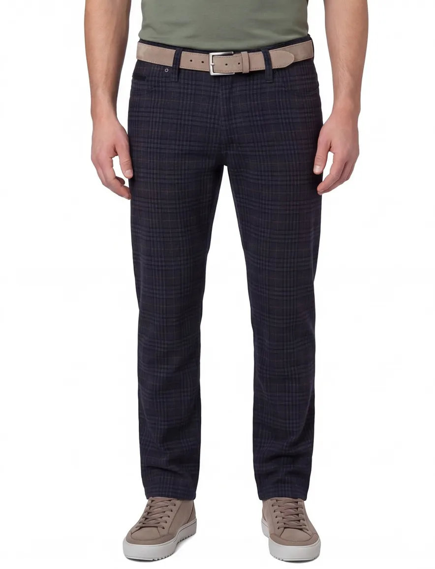 Brax 5-pocket Cadiz donkerblauw geruit