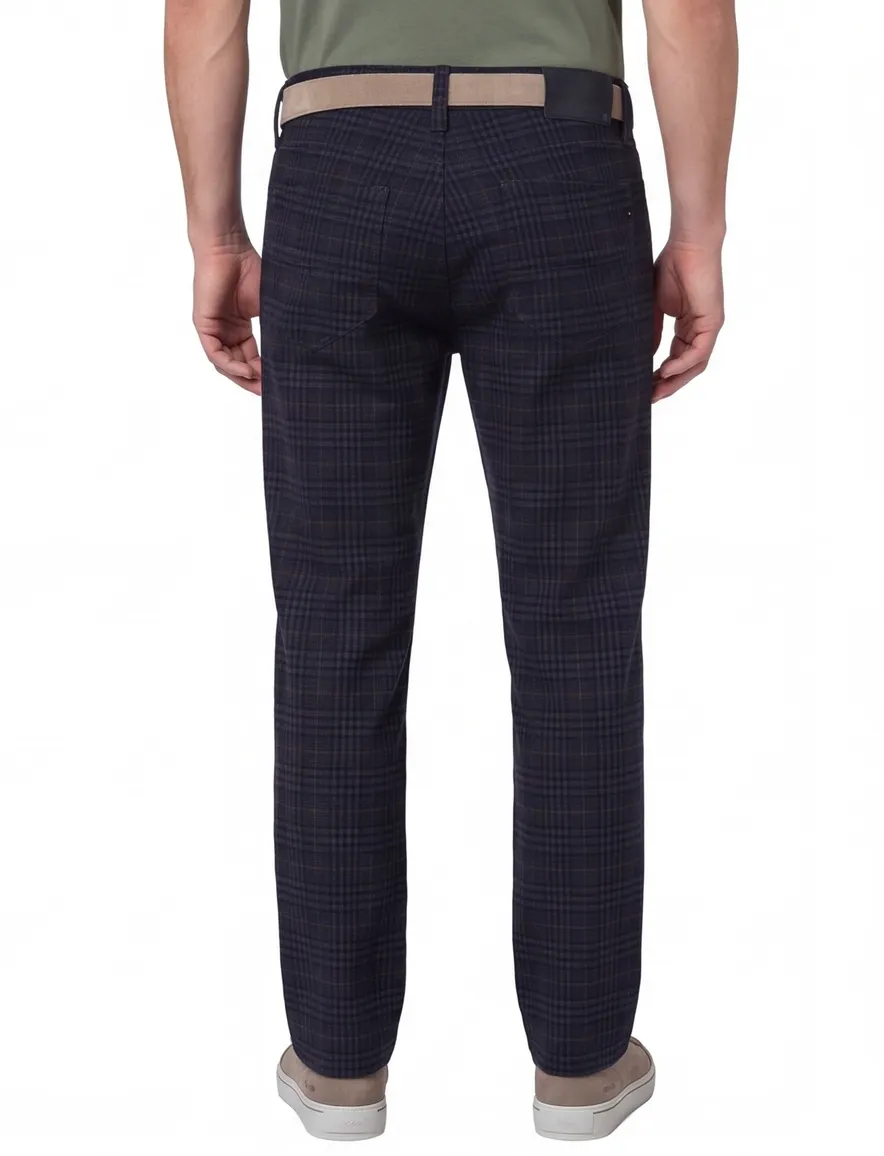 Brax 5-pocket Cadiz donkerblauw geruit