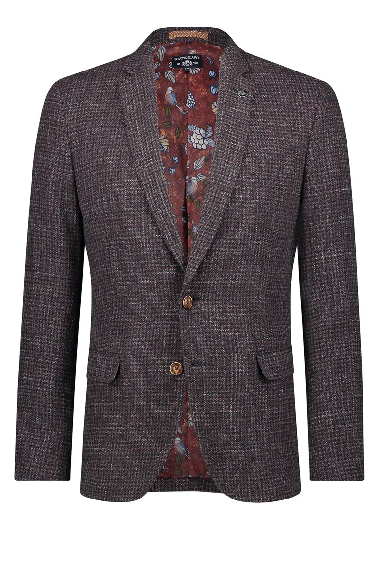 State of Art colbert aubergine gemêleerd wijde fit