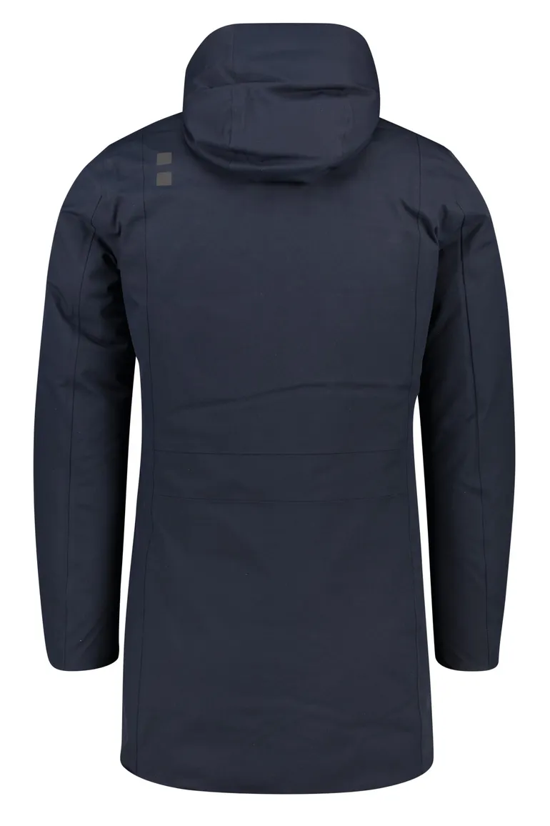 UBR winterjas donkerblauw effen rits normale fit afneembare capuchon