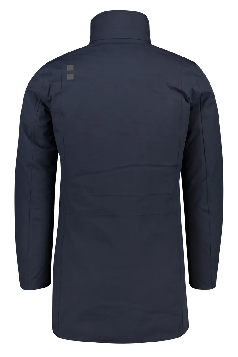 UBR winterjas donkerblauw effen rits normale fit afneembare capuchon