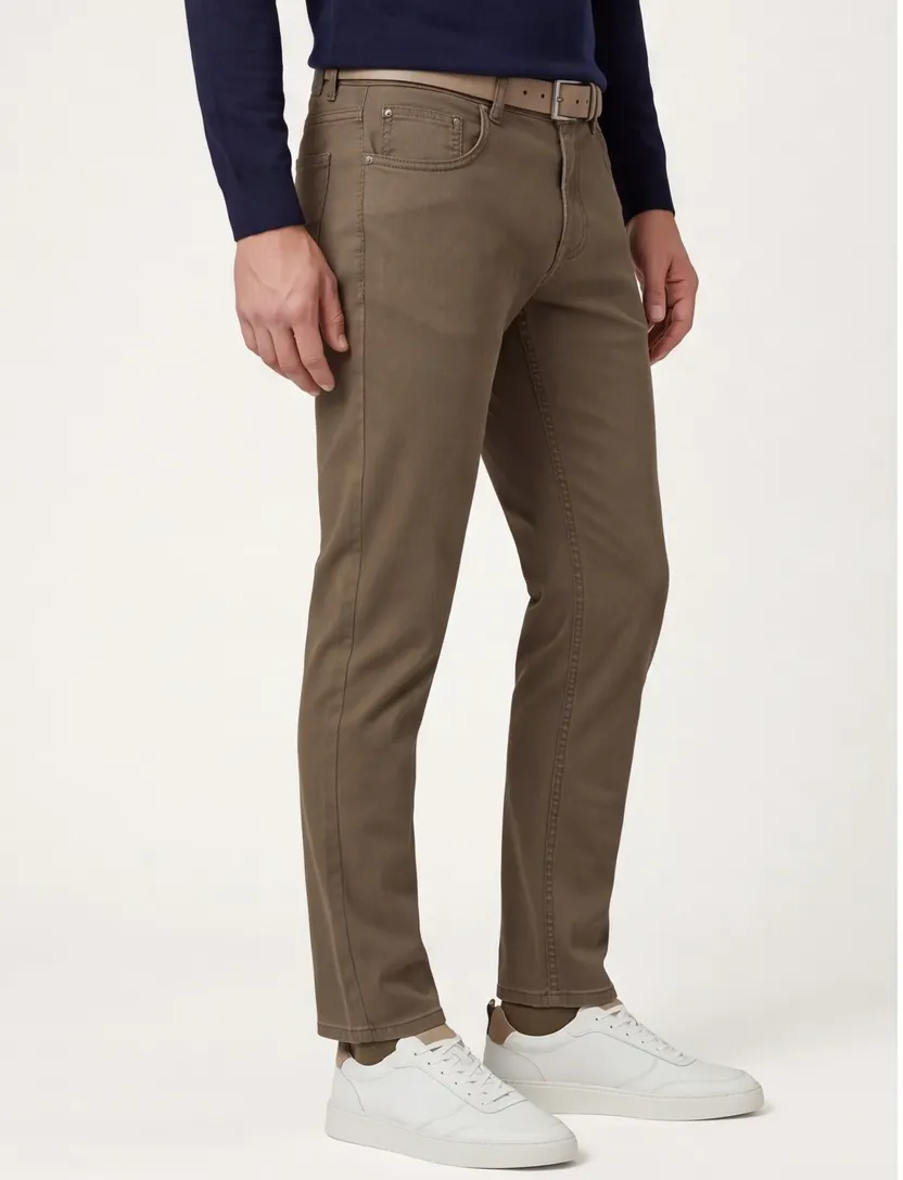 Gardeur pantalon bruin effen katoen Sandro