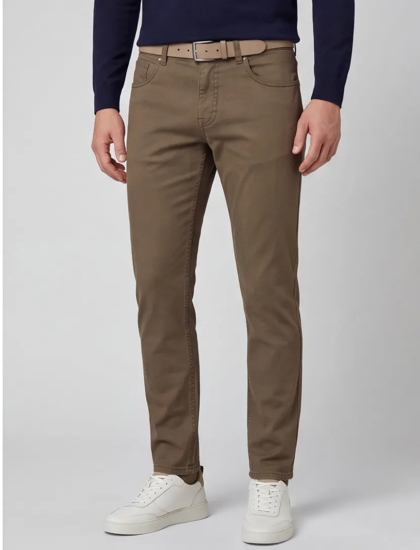 Gardeur pantalon bruin effen katoen Sandro