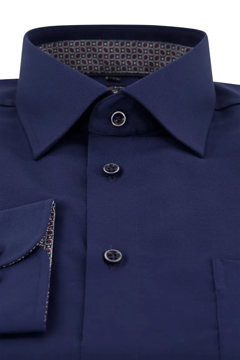 Casa Moda zakelijk overhemd wijde fit blauw effen katoen