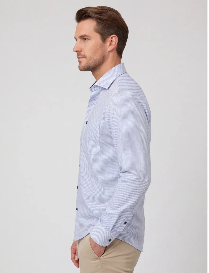 Comfort Fit overhemd Casa Moda lichtblauw wit