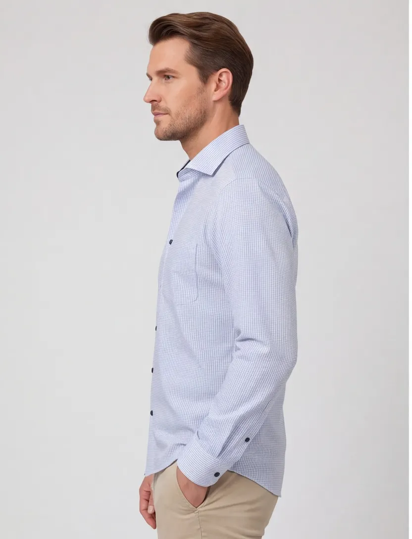 Overhemd Casa Moda blauw wit printje