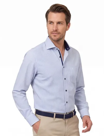 Casa Moda Comfort Fit overhemd Casa Moda lichtblauw wit