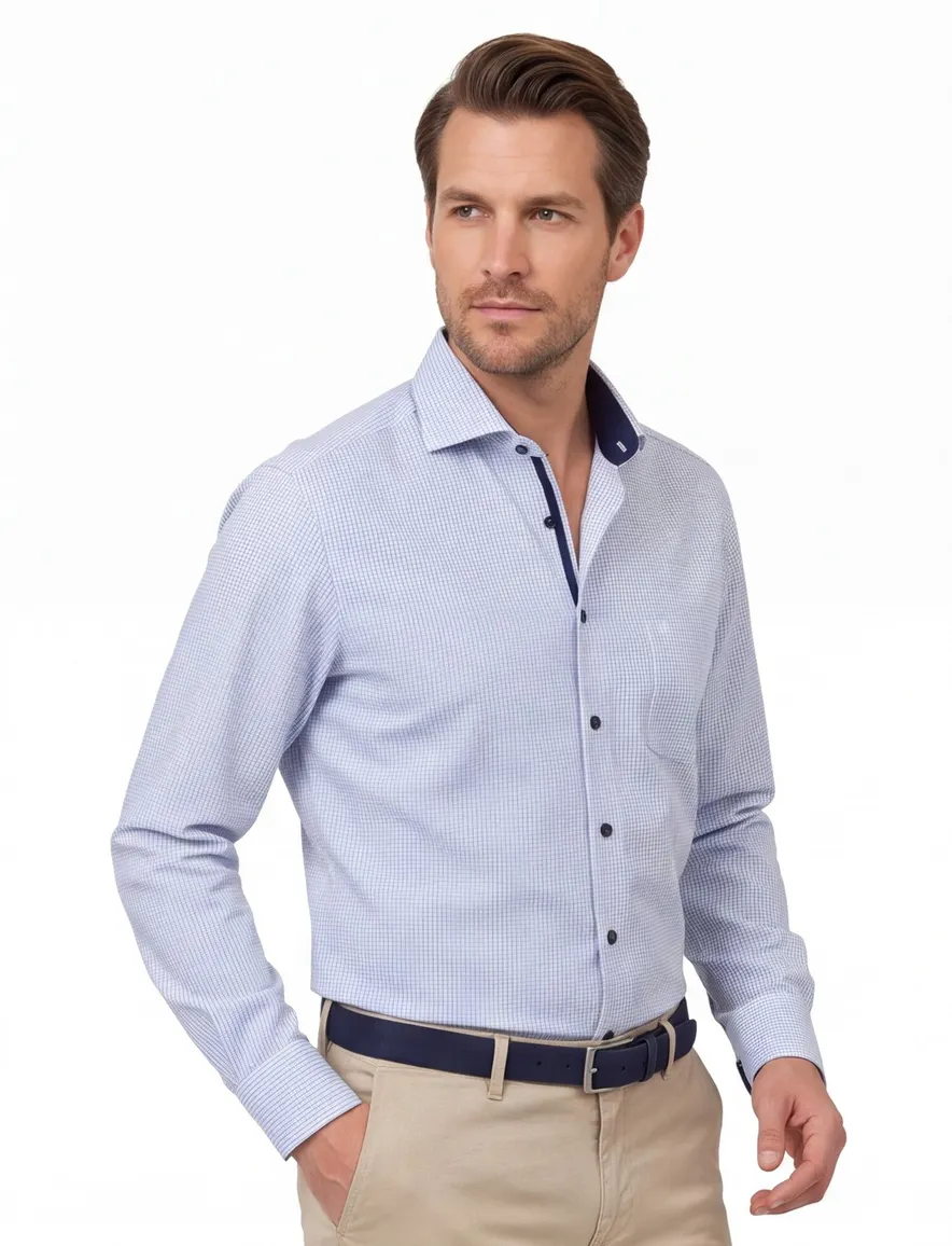 Comfort Fit overhemd Casa Moda lichtblauw wit