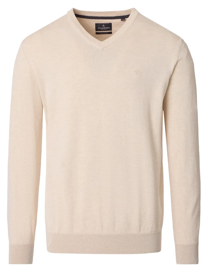 beige trui Casa Moda v-hals met boord