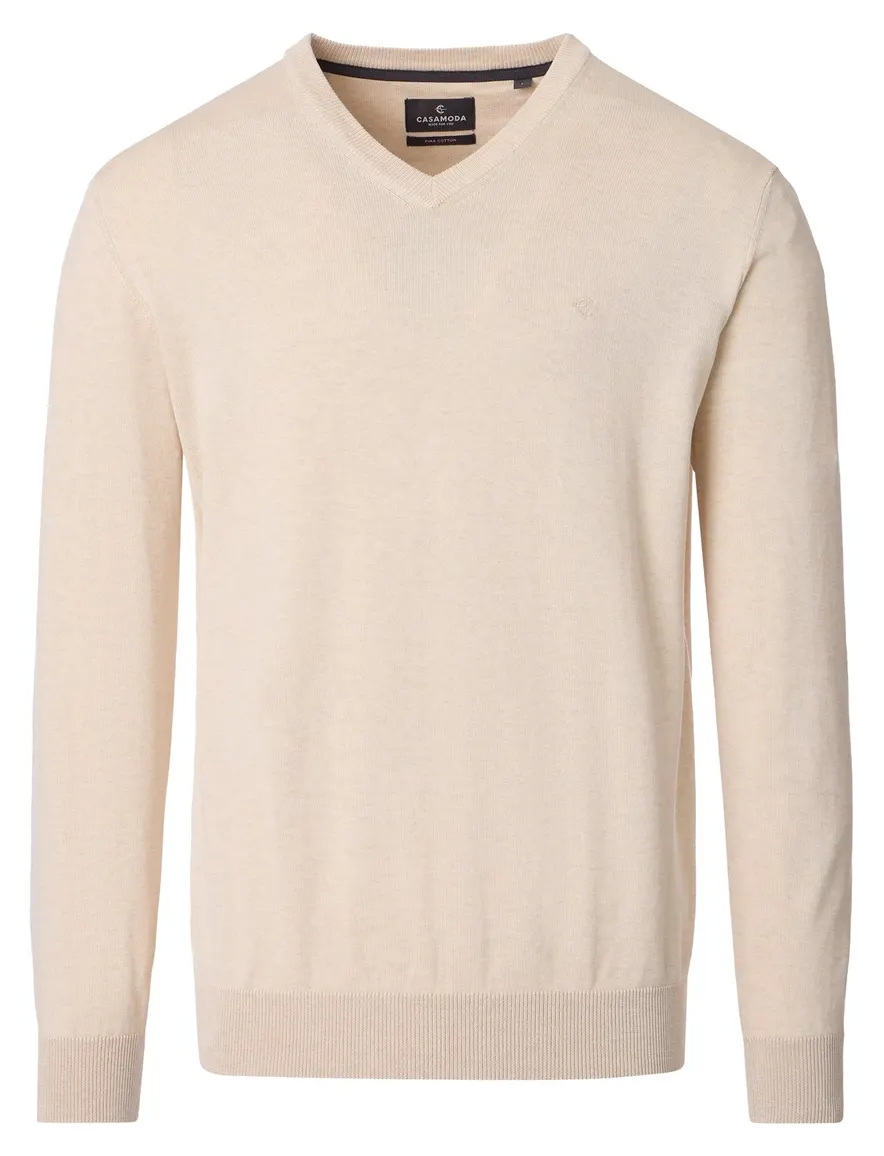 beige trui Casa Moda v-hals met boord