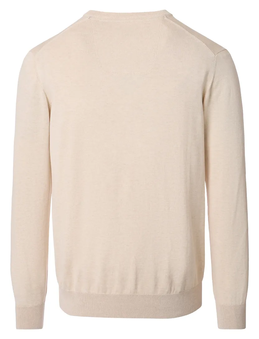 v-hals trui beige Casa Moda gebreid 100% katoen
